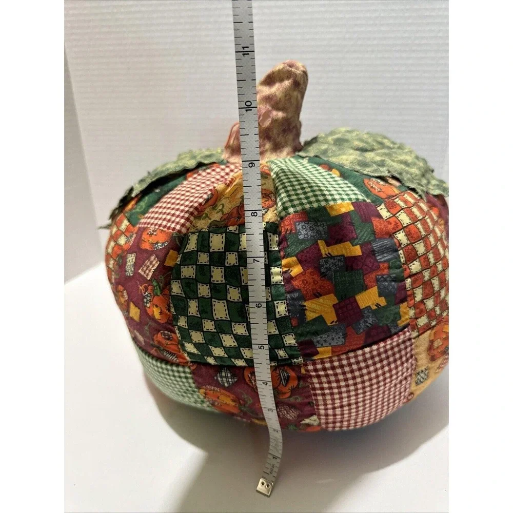 Vintage Handmade Patchwork Fabric Pumpkin Fall Harvest Decor Rustic Farmhouse